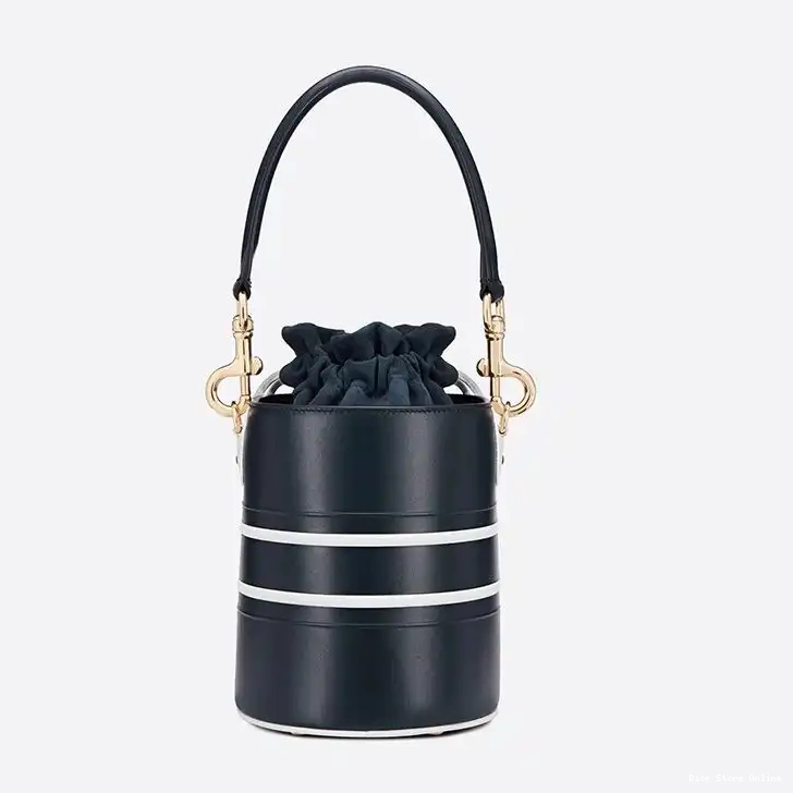 Cheap Dior Smooth Bag Small Vibe Bucket Calfskin Blue 0416 Hot Sale